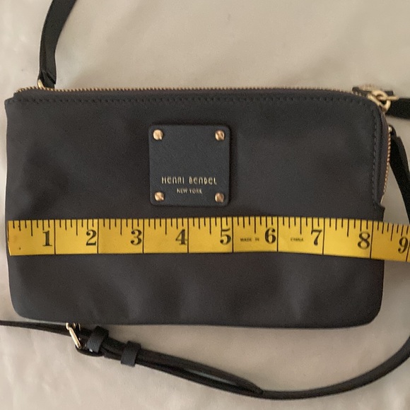Henri Bendel New York Nylon Bag Grey Detach Adj Strap Purple Lining EXC! - Picture 14 of 14